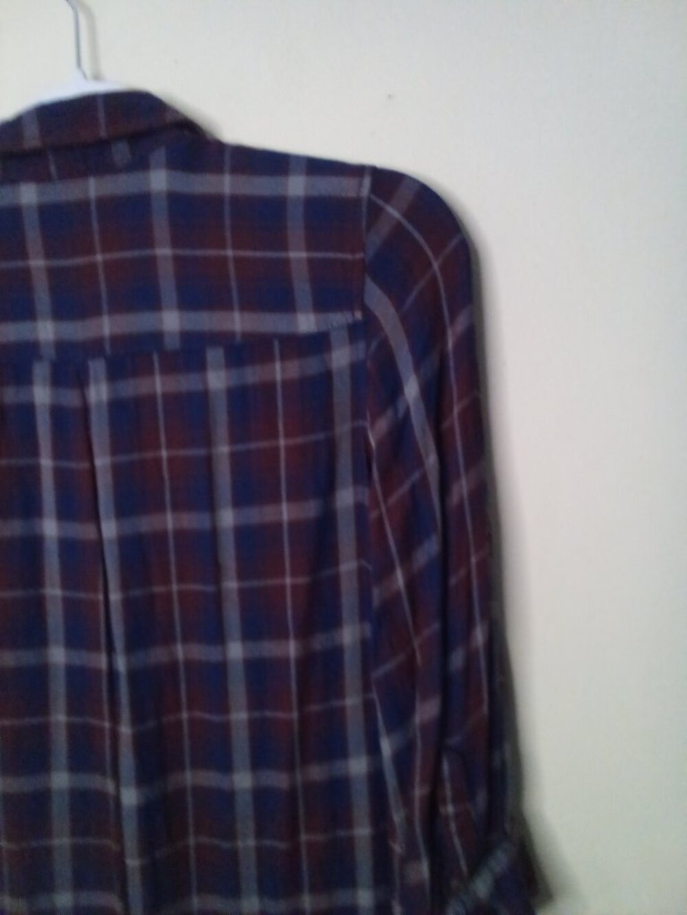 Khakis & Co Women S Button Up 3/4 Sleeve Pockets Plaid Red Blue - Picture 13 of 15